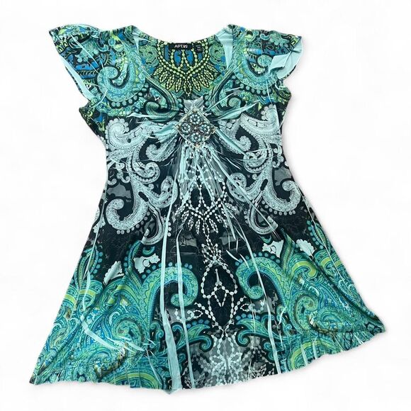 Y2K Fairy Whimsygoth Printed Beaded Top - Picture 1 of 7
